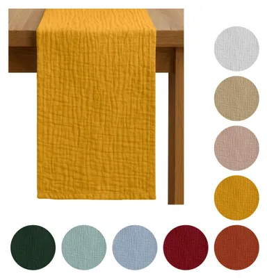 Produktbild von Zarter MUSSELIN-TISCHLÄUFER, senfgelb 40×275 cm