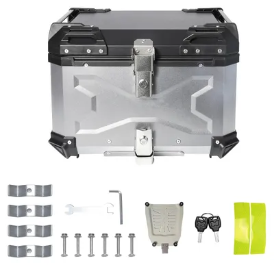Produktbild von Motorrad-Topcase - Heckkoffer - 55 l - Aluminium - Wasserdicht - Schnellverschluss - Silber