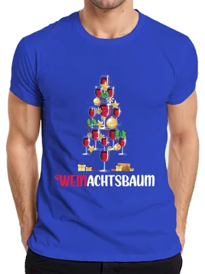 Produktbild von Weinachtsbaum Weintrinker - Weihnachten Weihnachtsgeschenk Herren T-Shirt, Blau, 3XL