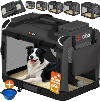 Image de CADOCA® Cage de transport XL Anthracite pour animaux chien chat rongeur Respirant Pliable Sac de transport Matelas douillet
