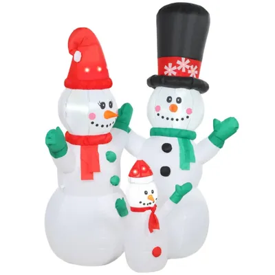 Produktbild von Aufblasbar Schneemann Familie, 1,8 m Weihnachtsdeko mit LED-Beleuchtung für Innen- und Außenbereich
