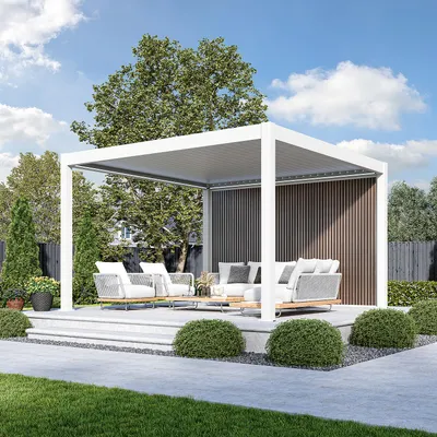 Immagine prodotto di Schermatura in WPC effetto legno teak per pergola