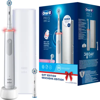 Zdjęcie produktu dla Oral-B Pro 3 3500, Dorosły, Obrotowa szczoteczka do zębów, Biały, Bateria, 1 szt.