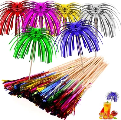 Image de 50 pics à cocktail Parapluie à cocktail Décoration colorée Décoration de boisson pour la fête Boissons Couvercles à fruits Bar Snacks