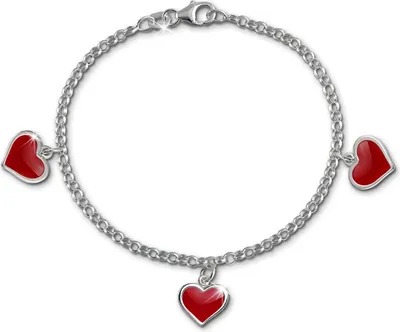 Produktbild von SilberDream 16,5cm Armband Kinder rot Herzchen Echt Silber Schmuck D2SDA010