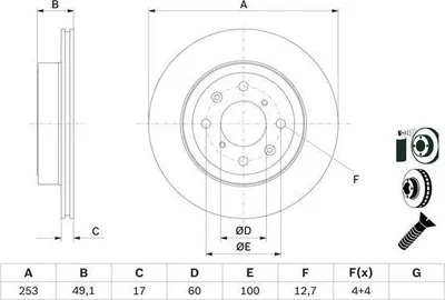 Produktbild von 2x BOSCH Bremsscheibe 0 986 479 E75 für OPEL AGILA (A) (H00) für SUZUKI IGNIS II