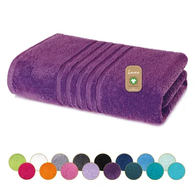 Produktbild von Lavea® Saunahandtuch XXL 80x220 cm, 100% Baumwolle, Damen, Herren, saugstark, weich, strapazierfähig, waschbar, Frottierserie Bali - Lila
