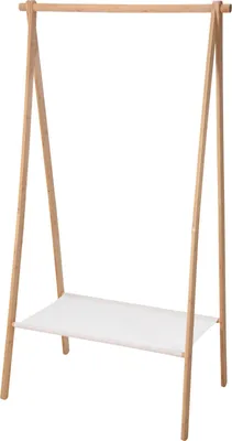 Obrázok produktu pre Stojanový bambusový stojan na oblečenie + polica na textil, 86 x 57 x 155 cm
