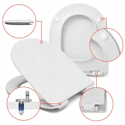 Produktbild von WC Sitz - Toilettensitz Slim - 44cm X 37cm - Antibakteriell - Sanftschließend - Duroplast - Toilettendeckel
