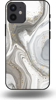 Produktbild von Smartphonica Handyhülle passend für iPhone 12 Mini mit Marmordruck - TPU Rückseitenschutzhülle Marmordesign - Silber