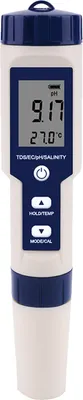Obrázok produktu pre digitálny tester kvality vody 5 v 1 - pH meter, TDS, EC, teplota a slanosť - IP67 vodotesný s osvetlením displeja
