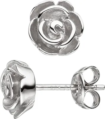 Produktbild von Ohrstecker Rose 925 Sterling Silber matt Ohrringe Silberohrringe