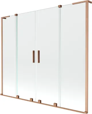 Produktbild von Mexen Velar L Duo Duschwand 2-flügelig verschiebbar 170 x 150 cm, transparent, gebürstetes Kupfer - 896-170-003-02-65