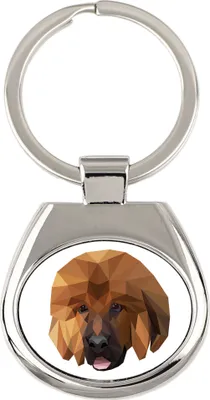 Obrázok produktu pre Do khyi, tibetský dog, tibetský mastif – geometrický prívesok na kľúče s fotografiou a nápisom Art-Dog