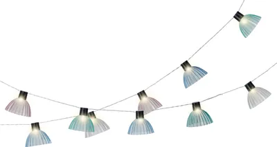 Produktbild von LED Solarlichterkette Lampenschirme gerillt 4,5m Kunststoff Warmweiß