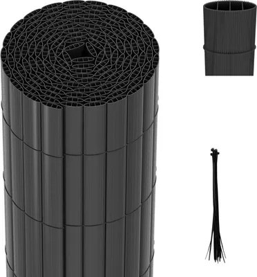 Produktbild von PVC Sichtschutzmatte mit Kabelbindern Outdoor Balkonverkleidung Wetterfest UV-Schutz Sichtschutzzaun Balkon Terrasse Windschutz Sichtschutz für Balkon Garten Markise Zaun Terrasse Grau 80x300cm