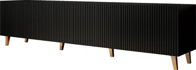 Produktbild von MIRJAN24 TV-Lowboard Pafos 200, TV-Tisch mit 4 Türen, Modern Wohnzimmer TV-Kommode, Stilvoll Kollektion (Farbe: Schwarz / Gold Füße)
