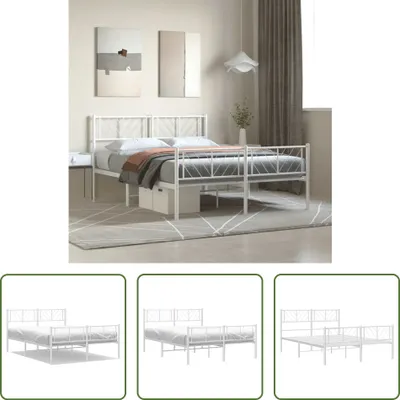 Imagen del producto de Estructura de cama "Living Store" con cabecero y piecero de metal, color blanco, tamaño 150x200 cm