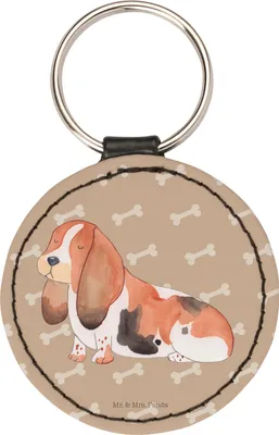 Produktbild von Mr. & Mrs. Panda Anhänger Hund Basset Hound - Hundeglück - Geschenk, Niedlich, Tierliebhaber, schlüssel, Schlüsselanhänger Bunt, edel, schlüsselring, Hundemama