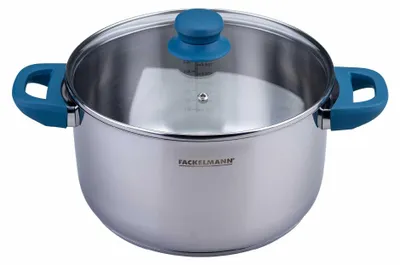 Produktbild von Fackelmann Topf mit Deckel Essential Ø 24 cm  Hochwertiger Edelstahltopf, ergonomische Griffe, für alle Herdarten geeignet