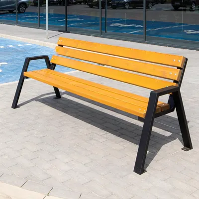 Produktbild von REKORD HORUS BIS Teak Gartenbank Parkbank aus skandinavischem Holz & Stahl 178 cm Wetterfest