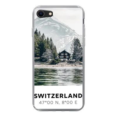 Produktbild von MuchoWow® Handyhülle Schutzhülle Hülle für iPhone SE 2020 Schweiz - Berg - Chalet Silikon Softcase Handy Hülle - Kartenbesitzer