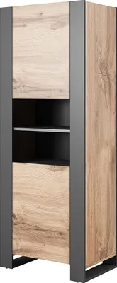 Produktbild von Vitrine NUNKI 170 cm Wotan Eiche / Anthrazit Regale Schrank Möbelseite Vitrine Bücherregal