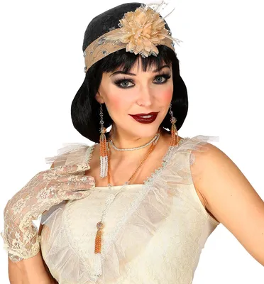 Image de Set d'accessoires de Charleston pour femmes 3 pièces noir-beige - taille unique
