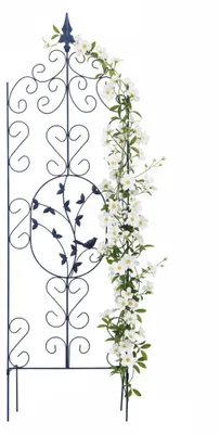 Image de Tuteur Relaxdays, H x L : 116 x 35 cm, treillis pour plantes grimpantes, métal, lierre, roses, autoportant, noir