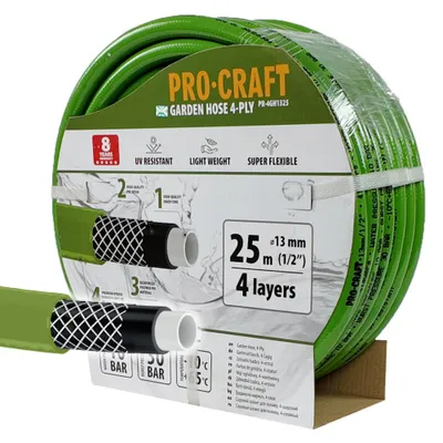 Obrázek produktu pro Zelená zahradní hadice Procraft PR-4GH1325 4 vrstvy, 1/2" 25 m