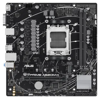 Zdjęcie produktu dla ASUS PRIME A620M-K, AMD, Gniazdo AM5, AMD Ryzen 7000 Series, Gniazdo AM5, DDR5-SDRAM, 96 GB