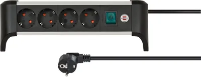 Obrázok produktu pre brennenstuhl 1391040400 brennenstuhl Alu-Office-Line 4-fach Steckdosenleiste mit Schalter 1,8 m schwarz