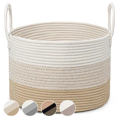 Produktbild von Wäschekorb Wäschesammler Flechtkorb - Ø 40 cm - 25 cm hoch - 32 Liter - Honiggelb