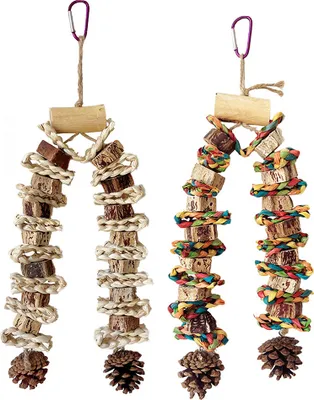 Produktbild von 2 Stück Papageien-Vogelspielzeug, Naturholzvögel, Kau- Und Zerreißspielzeug Für Cokatoos, Aras, Amazonas-Papageien, Graupapageien