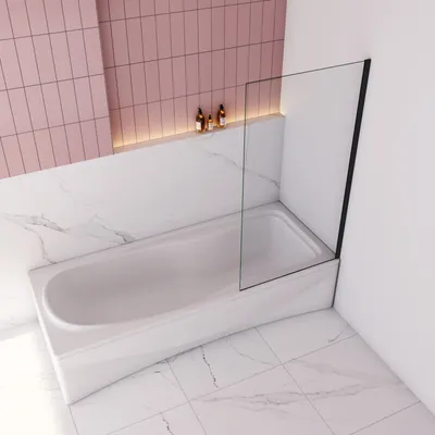 Produktbild von 80x140cm Schwarz Badewannenaufsatz 6mm ESG Nanoglas Duschabtrennung Duschwand