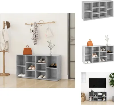 Produktbild von vidaXL Schuhbank Betongrau 103x30x54,5 cm Holzwerkstoff -  Schuhregale & -schränke
