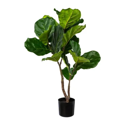 Produktbild von GASPER Geigenkastengummibaum - Ficus lyrata schwarzer Topf 80 cm - Kunstpflanzen