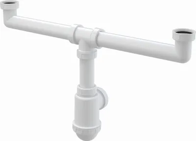 Produktbild von Alcadrain Doppelspülbeckensiphon mit einer Überwurfmutter 6/4"