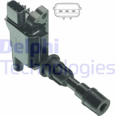 Produktbild von DELPHI GN10480-12B1 Zündspule 12V für MAZDA 323 F VI (BJ) FAMILIA VI (BJ)