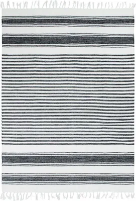 Image de Tapis en coton lignes noir-gris-blanc 120x170