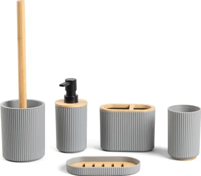 Produktbild von HOMLA Badezimmerset LORETO Grau 5er-Set