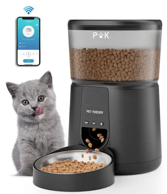 WLAN-Futterautomat für Katzen, App-Steuerung, 4 L, Edelstahlschale