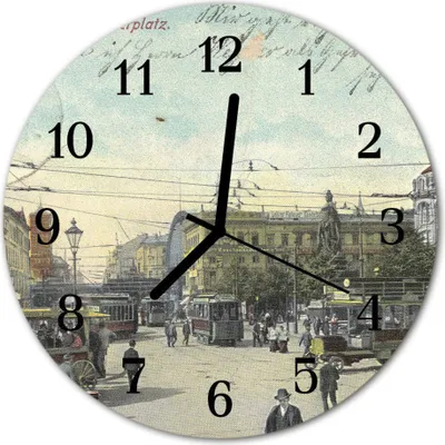 Produktbild von Glasuhr Wanduhr Küchenuhr Echt-Glas 30fi cm Postkarte blau