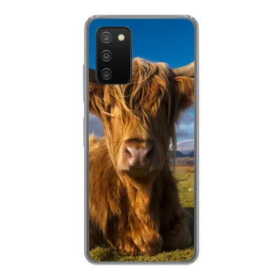 Produktbild von MuchoWow® Handyhülle Schutzhülle Hülle für Samsung Galaxy A03s Schottische Highlander - Tiere - Gras Silikon Softcase Handy Hülle - Schutz