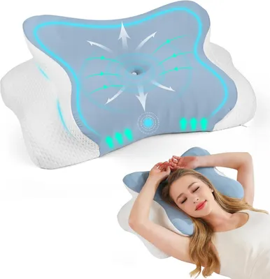 Produktbild von Orthopädisches Nackenkissen, Memory-Schaum, 2 Höhen, Baumwolle-Polyester, bei Nackenschmerzen