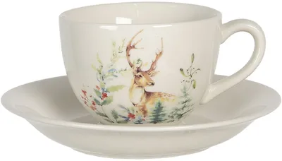 Immagine prodotto di Tazza da caffè multicolore con sottotazza, dimensioni 15x7 cm, marca Clayre & Eef