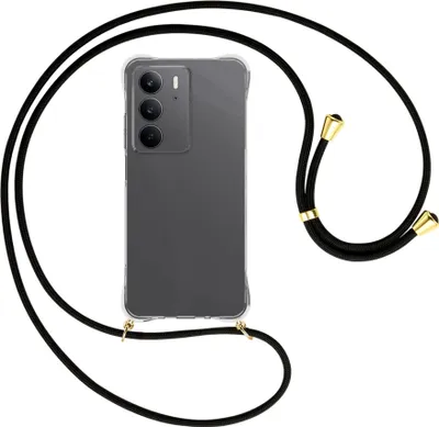 Produktbild von Handykette Backcover-Schutzhülle mit Band (Metall goldfarben) für Realme C75 4G - schwarz