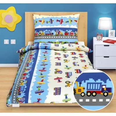 Obrázek produktu pro Bavlněné povlečení dětské junior - 140x200 cm. 70x90 - modrá