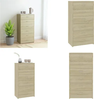 Produktbild von vidaXL Sideboard 6 Schubladen Sonoma Eiche 50x34x96 cm Holzwerkstoff - Sideboard - Sideboards - Beistellschrank - Beistellschränke