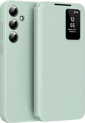 Image de Étui pour Samsung Galaxy S25 - Coque portefeuille Phonesta Smart View Window - Vert clair